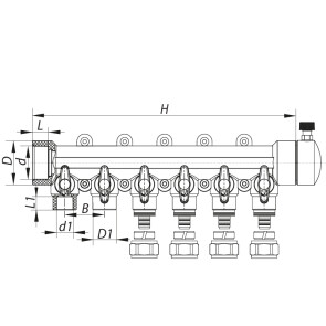 Коллектор распределительный 6-way с фитингом (40x20) PPR KOER K0194.PRO (KP2559) №3