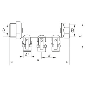 Колектор з відсікащими кранами з фитингом KOER KR.1125-4 3/4"x4 WAYS (KR2837) №3