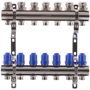 Коллекторный блок с термостатическими клапанами KOER KR.1100-07 1"x7 WAYS (KR2633) №1