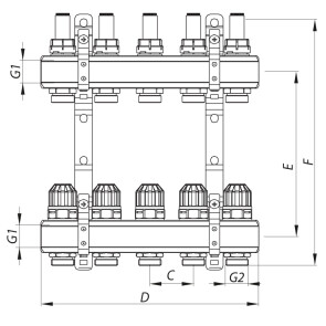 Коллекторный блок с расходомерами KOER KR.1110-05 1"x5 WAYS (KR2642) №4