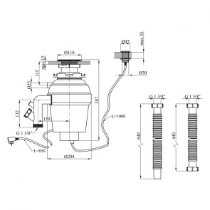 Подрібнювач харчових відходів Kroner KRP Kaiman WHI - 375W №2