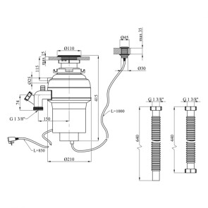 Подрібнювач харчових відходів Kroner KRP Kaiman WHI - 550W №2