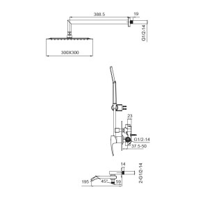 Встраиваемая душевая система со смесителем KOER KB-66007-05 (Цвет черный) №2