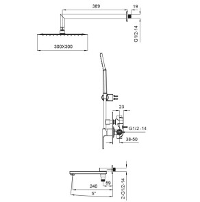 Встраиваемая душевая система со смесителем KOER KB-66009-01 (Цвет хром) №2