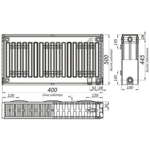 Радиатор стальной панельный KALDE 22 низ/справа 500x400 (без OUTER) №7