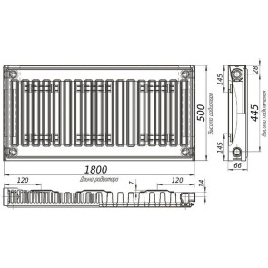 Радіатор сталевий панельний KALDE 11 бок 500х1800 №2