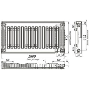 Радиатор стальной панельный KALDE 11 низ/справа 500х1800 (без OUTER) №2