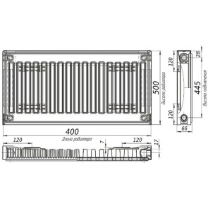 Радіатор сталевий панельний KALITE 11 бок 500x400 №3