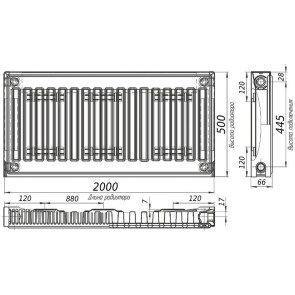Радіатор сталевий панельний KALITE 11 бок 500х2000 №2