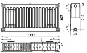 Радиатор стальной панельный KALITE 22 сторона 300х1300 №4