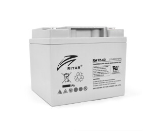 Аккумуляторная батарея AGM RITAR RA12-40, Gray Case, 12V 40.0Ah ( 198 x166 x 169 ) Q1 №1