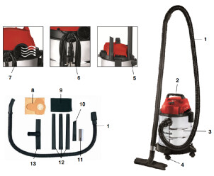 Вакуумний пилосос Einhell TC-VC 1812 S №1