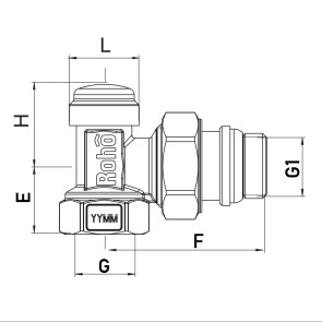 Кран радіаторний Roho R5250-050 - 1/2" кутовий (RO0132) №3