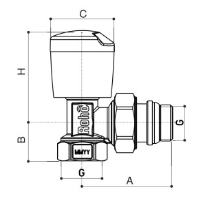 Кран радіаторний Roho R5550-050 - 1/2" кутовий (RO0128) №3