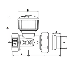 Кран радіаторний термостатичний Roho R5161-050 - 1/2" (М30х1,5) прямий (антипротечка) (RO0125) №2