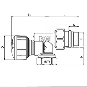 Кран радиаторный термостатический Roho R5171-050 - 1/2" (М30х1,5) осевой (антипротечка) (RO0127) №2