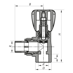 Вентиль радіаторний кутовий PPR 20x1/2 (KOER K0167.PRO) (KP0216) №2