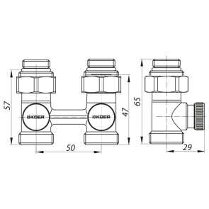 Узел нижнего подключения радиатора прямой 3/4'' (комплект) KOER KR.1131 (KR2815) №2