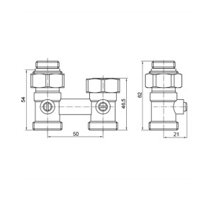 Вузол нижнього підключення радіатора прямий 3/4"x1/2" KOER KR.1133 (комплект) (KR3114) №2