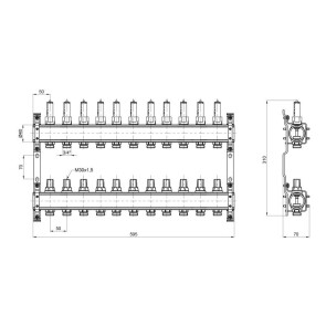 Колектор з нерж. сталі, з термостатичн. клапанами і витратомірами 1" х 11 (вих) SD0043 SD Plus №2
