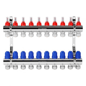 Колектор в зборі (євроконус, витратомір, термостатичний вентиль) на 10 виходів Karro KR-20160 №2