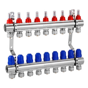 Коллектор в сборе (евроконус, расходомер, термостатический вентиль) на 9 выходов Karro KR-20160 №1