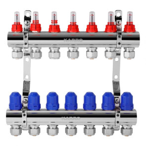 Колектор в зборі (євроконус, витратомір, термостатичний вентиль) на 7 виходів Karro KR-20160 №2