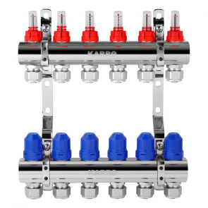 Колектор в зборі (євроконус, витратомір, термостатичний вентиль) на 6 виходів Karro KR-20160 №2