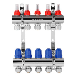 Коллектор в сборе (евроконус, расходомер, термостатический вентиль) на 5 выходов Karro KR-20160 №2