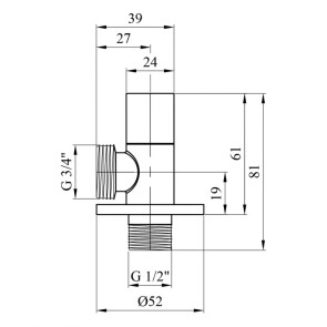 Кран приборный для подключения Karro 1/2 "x3/4" KR-3116 №2