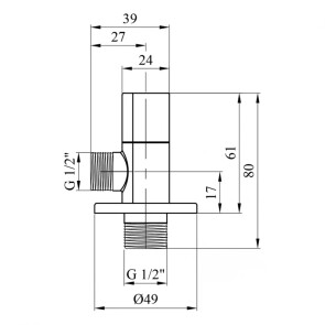 Кран приборный для подключения Karro 1/2 "х1/2" KR-3115 №2