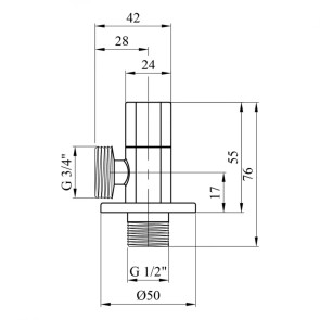 Кран приладний для підключення Karro 1/2"х3/4" KR-3123-1B чорний №2