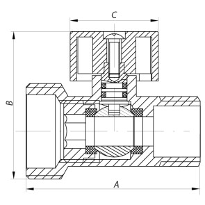 Кран трехходовой 1/2Mx3/4Mx1/2F KOER KR.515 №2