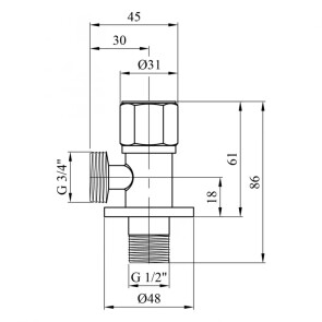 Кран приборный для подключения Karro 1/2 "х3/4" KR-3132S №2