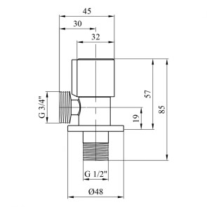 Кран приборный для подключения Karro 1/2 "х3/4" KR-3133S №2