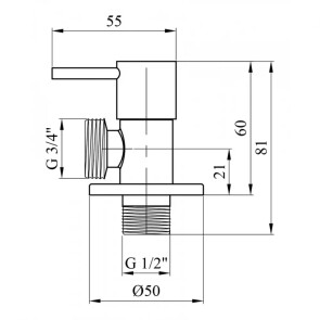 Кран приборный для подключения Karro 1/2 "х3/4" KR-3110 №2