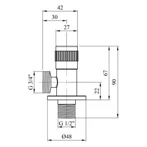 Кран приборный для подключения Karro 1/2 "х3/4" KR-3130S №2