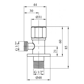 Кран приборный для подключения Karro 1/2 "х1/2" KR-3132S №2