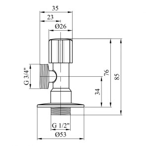 Кран приборный для подключения Karro 1/2 "х3/4" KR-3019 №2