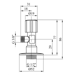 Кран приборный для подключения Karro 1/2 "х3/8" KR-3019 №2