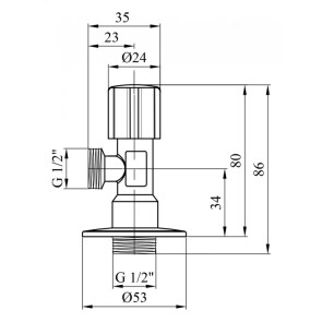 Кран приборный для подключения Karro 1/2 "х1/2" KR-3019 №2