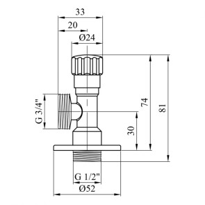 Кран приборный для подключения Karro 1/2 "х3/4" KR-3020 №2