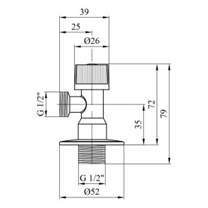 Кран приборный для подключения Karro 1/2 "х1/2" KR-5001 №2