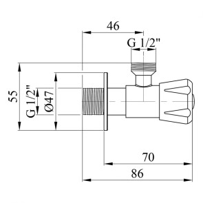 Кран приборный Kroner KRP Edelstahl Klassisch - ESG101 1/2"х1/2" НН №2