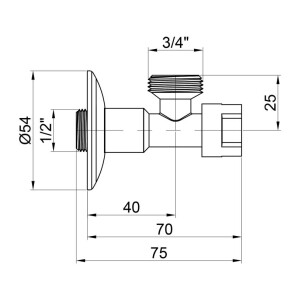 Кран угловой кран-букса,без шарнир.соединение 1/2" с х3/4"с №519 №2