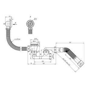 Сифон для ванни Polmark з випуском 1 1/2'x40 з гнучкою трубою 40x40/50 мм PM 40 SF 30 02 №4