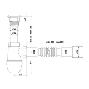 Сифон для мийки Ani Plast С 50 15 №2