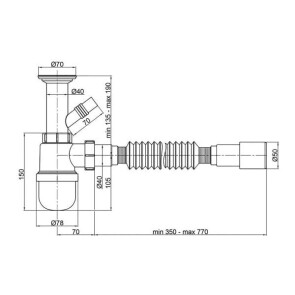 Сифон для кухні Polmark 3 1/2"x40 з литим випуском та гофротрубою 40x40/50 PM 40 SF 20 03 №2