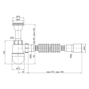 Сифон для раковини Kroner KRP - TB06 1 1/4"х32/50 №2