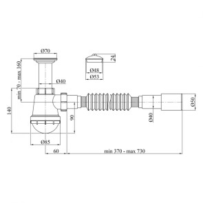 Сифон для раковини Kroner KRP - TB01 1 1/2"х40х50 №2